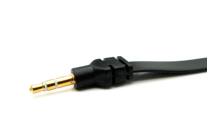 SYSTEM-S Audio Kabel 100 cm Stereo AUX Klinke 3,5 mm Stecker zu Stecker flach in Schwarz