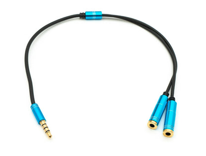 SYSTEM-S Audio Y Kabel 30 cm Stereo AUX Klinke 3,5mm Stecker zu 2x Buchse Schwarz
