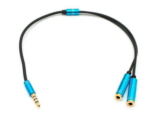 SYSTEM-S Audio Y Kabel 30 cm Stereo AUX Klinke 3,5mm Stecker zu 2x Buchse Schwarz