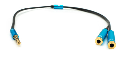 SYSTEM-S Audio Y Kabel 30 cm Stereo AUX Klinke 3,5mm Stecker zu 2x Buchse Schwarz