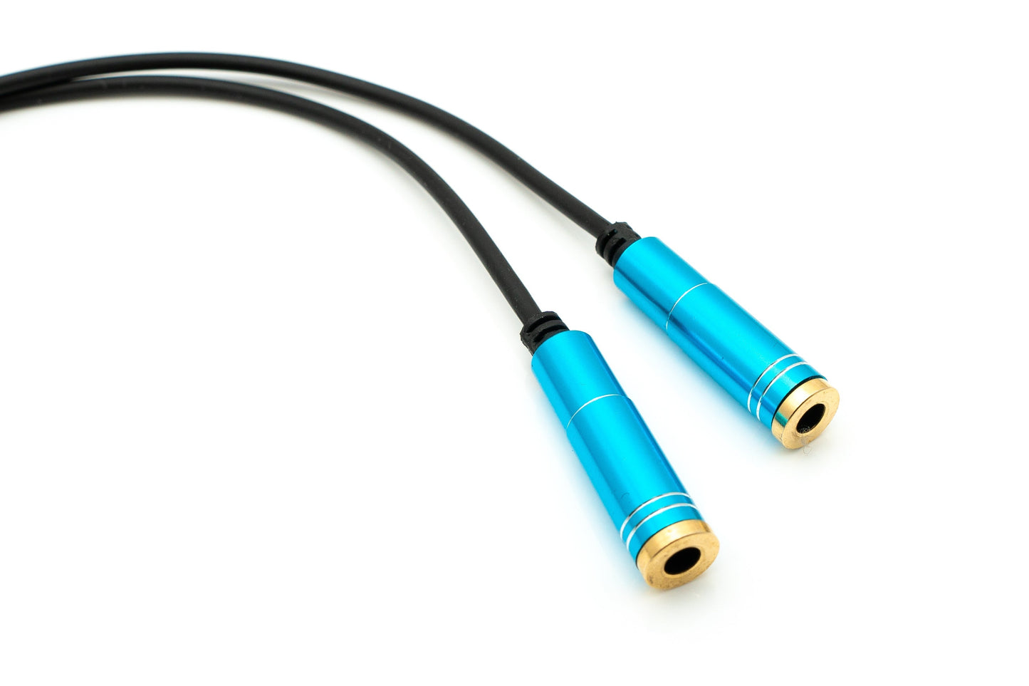 SYSTEM-S Audio Y Kabel 30 cm Stereo AUX Klinke 3,5mm Stecker zu 2x Buchse Schwarz