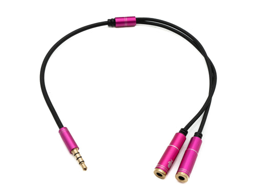 SYSTEM-S Audio Y Kabel 30 cm Stereo AUX Klinke 3,5mm Stecker zu 2x Buchse Schwarz