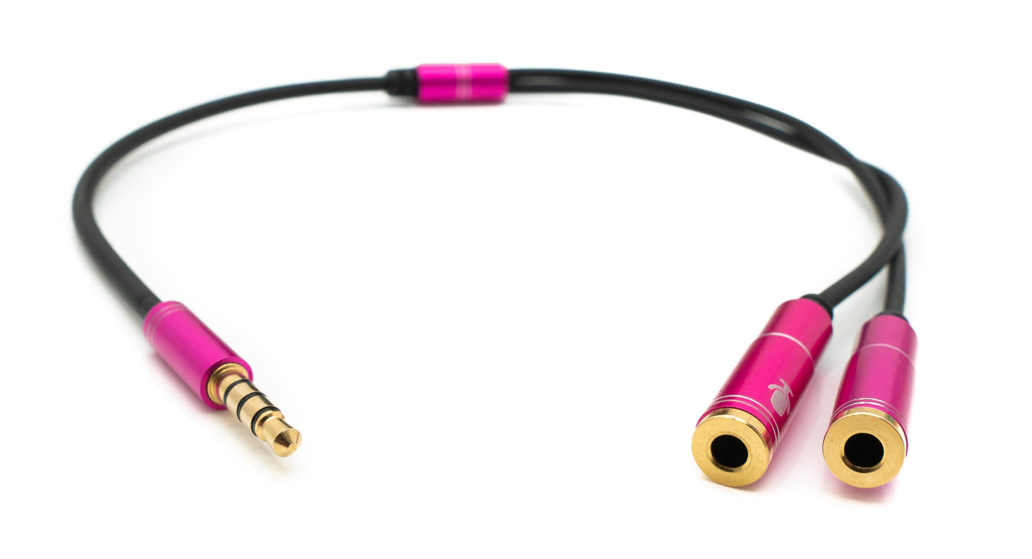 SYSTEM-S Audio Y Kabel 30 cm Stereo AUX Klinke 3,5mm Stecker zu 2x Buchse Schwarz