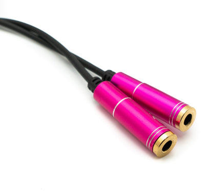 SYSTEM-S Audio Y Kabel 30 cm Stereo AUX Klinke 3,5mm Stecker zu 2x Buchse Schwarz