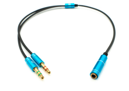 SYSTEM-S Audio Y Cable 30 cm Stereo AUX Jack 3.5mm Female to 2x Male Black
