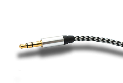 SYSTEM-S Audio Kabel 100 cm Stereo AUX Klinke 3,5mm Stecker zu Stecker geflochten in Grau