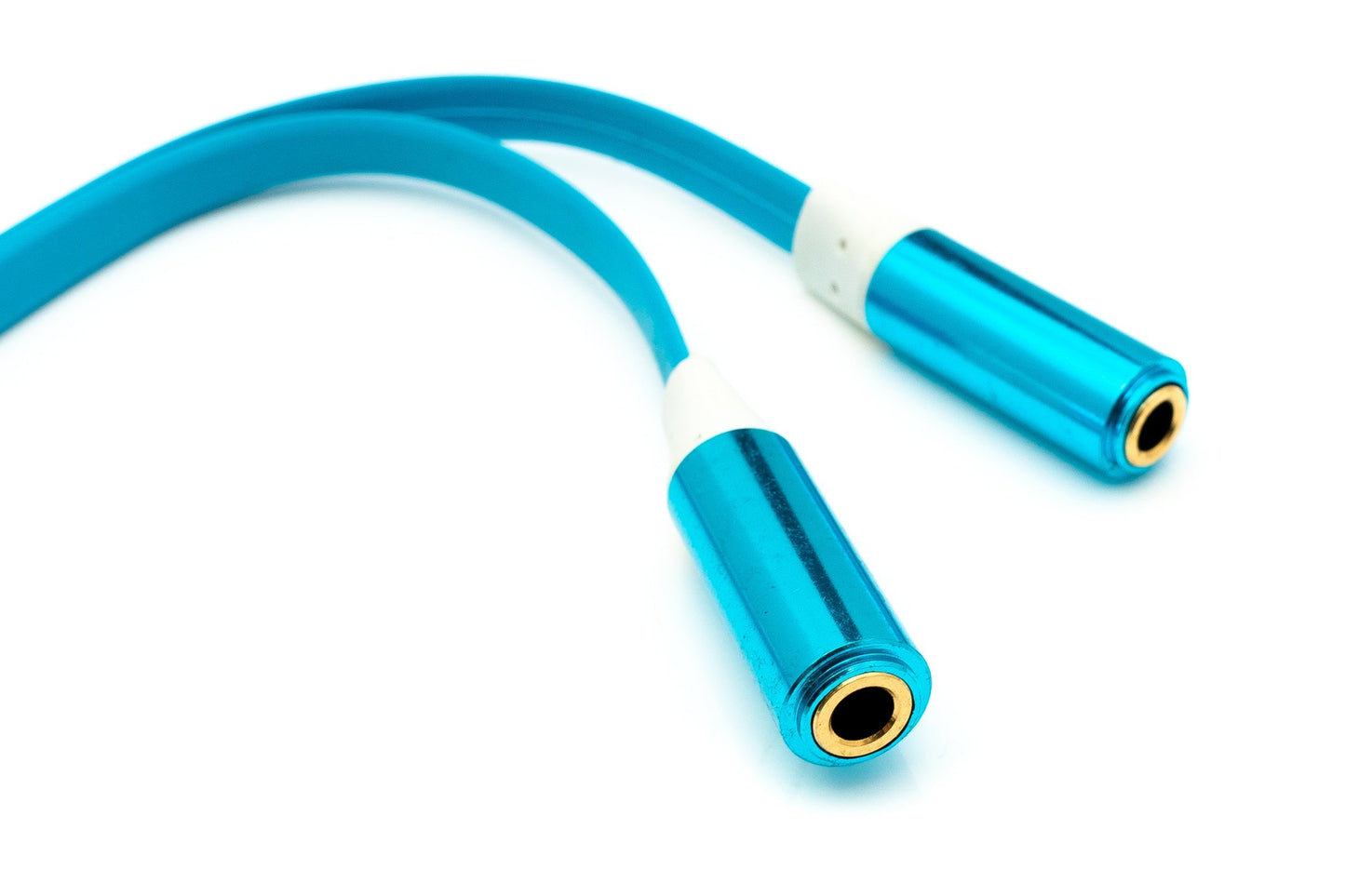 SYSTEM-S Audio Y Kabel 20 cm Stereo AUX Klinke 3,5 mm Stecker zu 2x Buchse flach in Blau