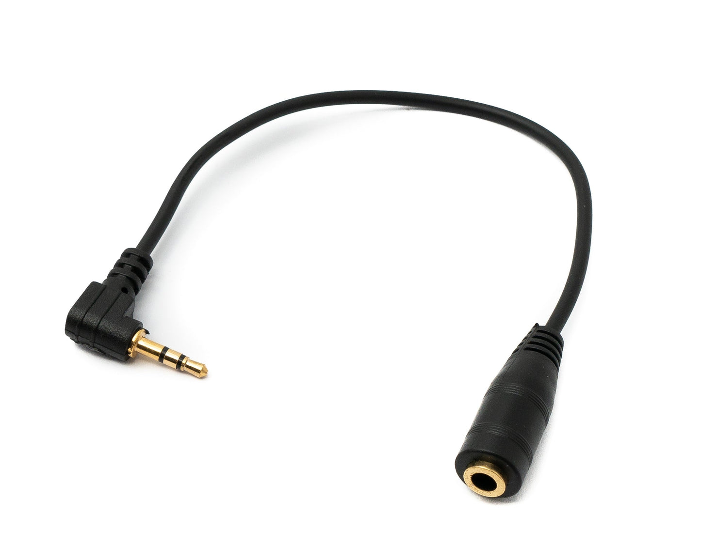 SYSTEM-S Audio Kabel 15 cm Stereo AUX Klinke 2,5mm Stecker zu 3,5mm Buchse Winkel Schwarz