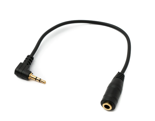 SYSTEM-S Audio Kabel 15 cm Stereo AUX Klinke 2,5mm Stecker zu 3,5mm Buchse Winkel Schwarz