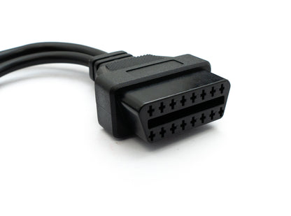 SYSTEM-S OBD Kabel 20 cm OBD 2 Buchse für Mitsubishi 12pin in Schwarz für Auto Diagnose
