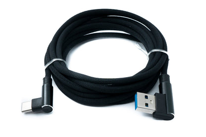 SYSTEM-S USB 3.1 cable 2 m Type C male to 3.0 Type A male braided angled black