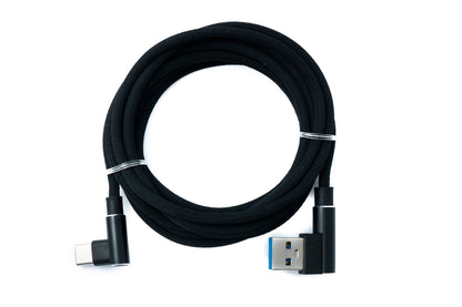 SYSTEM-S USB 3.1 cable 2 m Type C male to 3.0 Type A male braided angled black