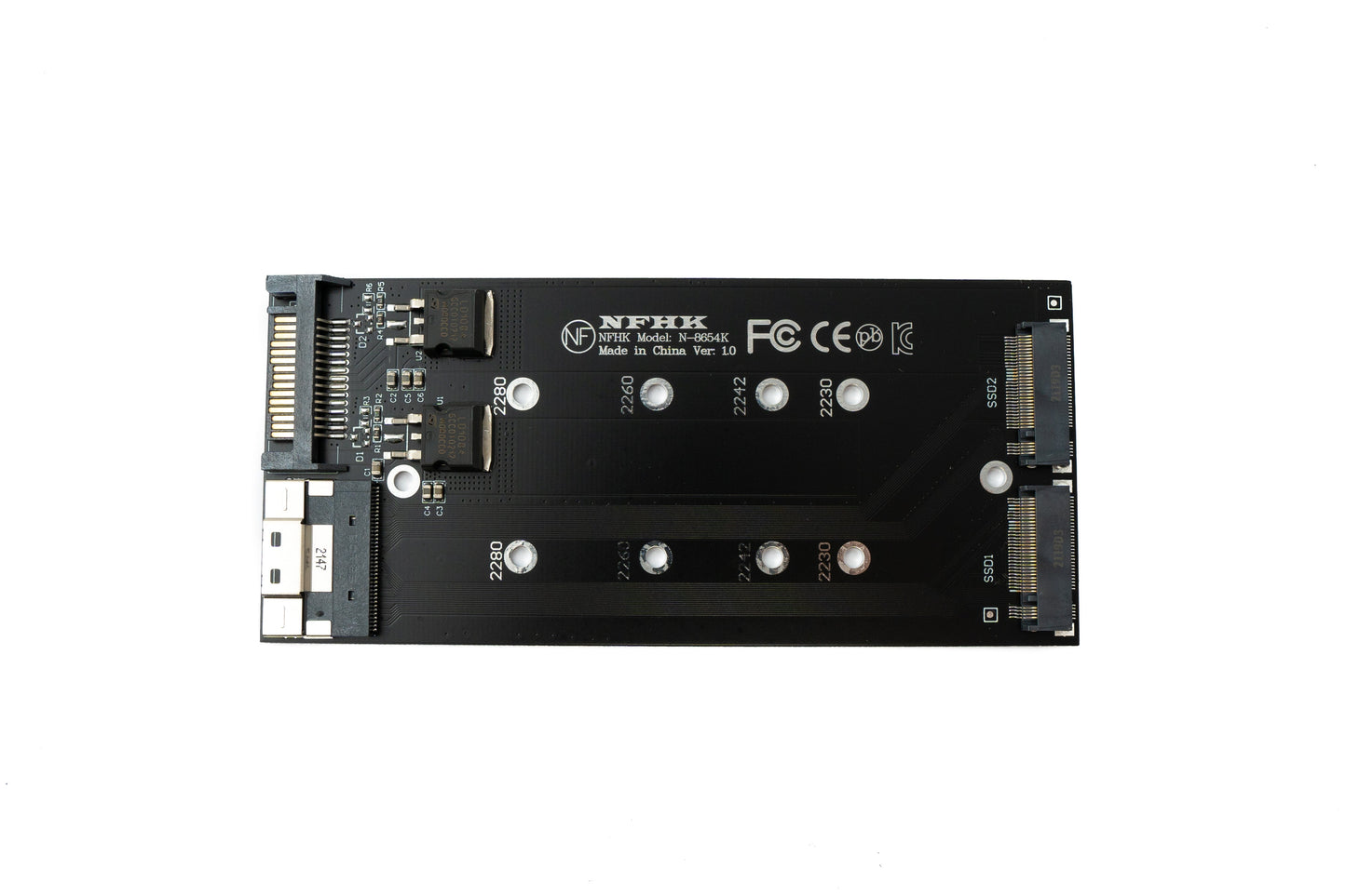 SYSTEM-S NVME M.2 Adapter 2x AHCI zu PCIE Express 3 4.0 Slimline SFF-8654 8X Raid Card