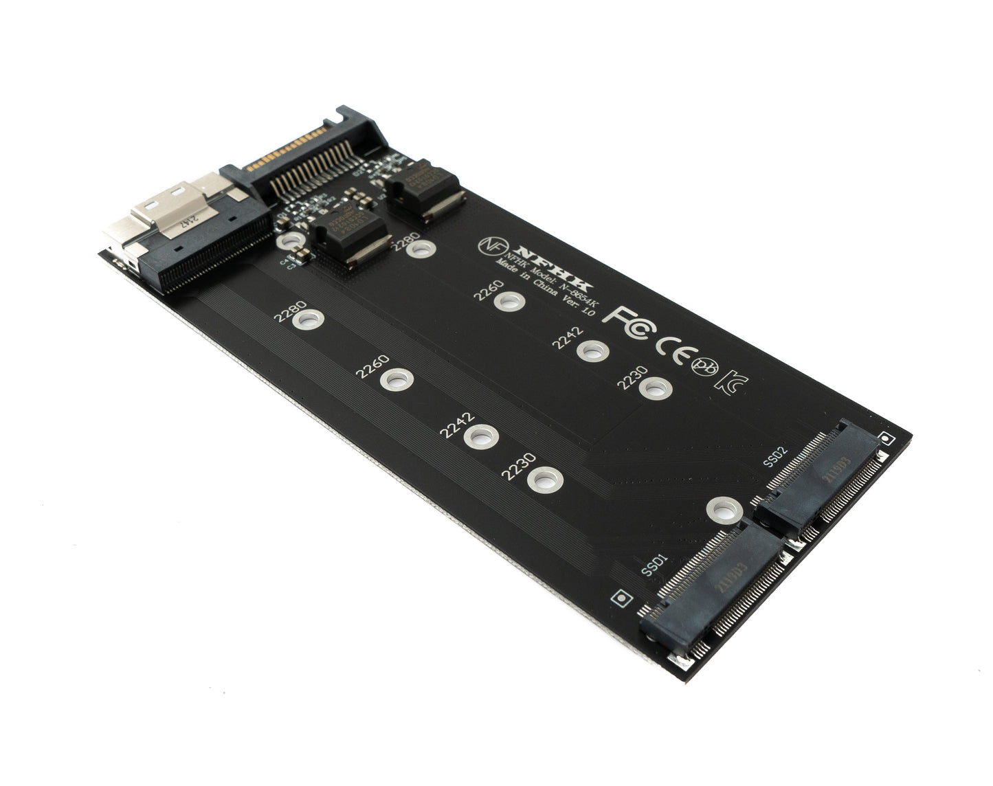 SYSTEM-S NVME M.2 Adapter 2x AHCI zu PCIE Express 3 4.0 Slimline SFF-8654 8X Raid Card