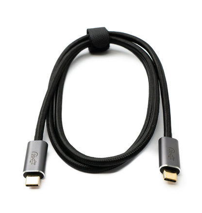 SYSTEM-S USB 3.2 Gen 2 Kabel 100 cm Typ C Stecker zu Stecker geflochten Schwarz