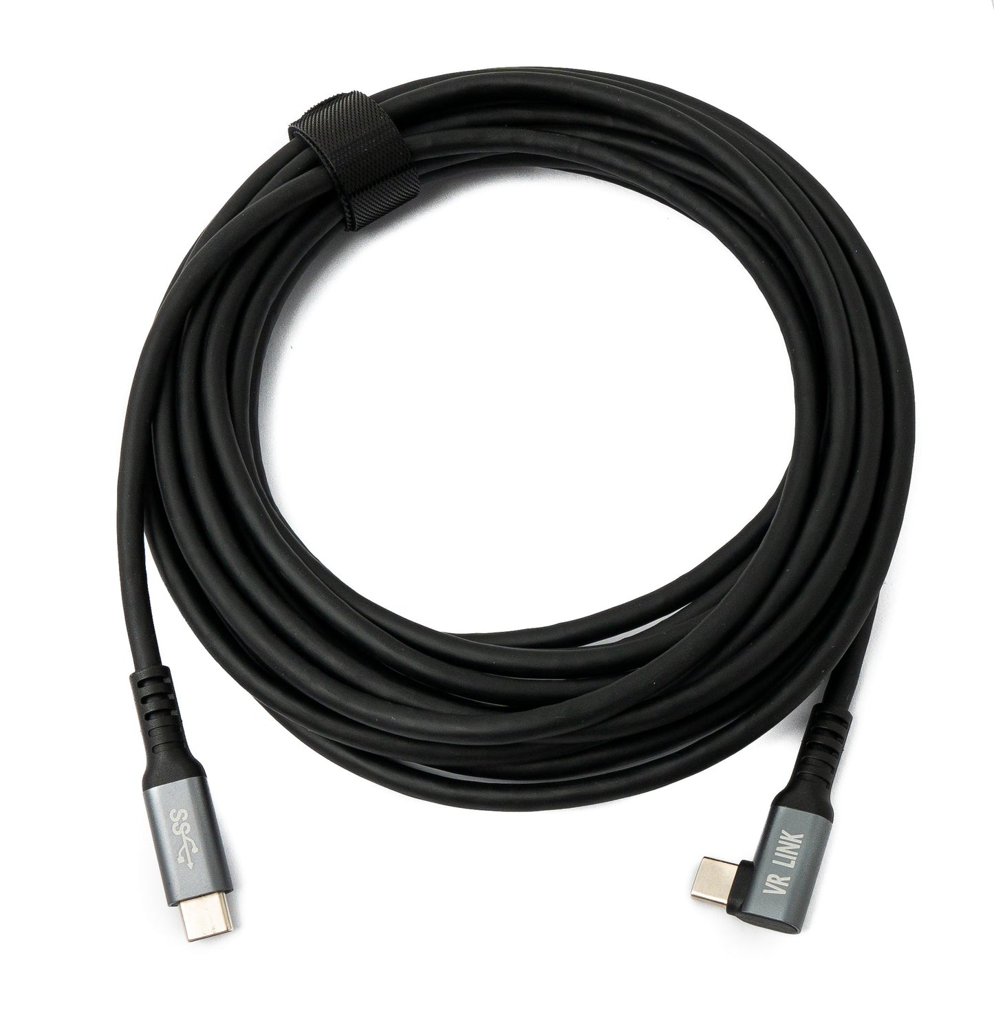 SYSTEM-S USB 3.2 Gen 1 Kabel 5 m Typ C Stecker zu Stecker Winkel in Schwarz