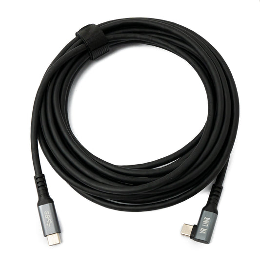 SYSTEM-S USB 3.2 Gen 1 Kabel 5 m Typ C Stecker zu Stecker Winkel in Schwarz