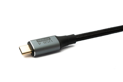 SYSTEM-S USB4 USB Kabel 100 cm Typ C Stecker zu Stecker 40 Gbit/s USB 4.0 geflochten Schwarz