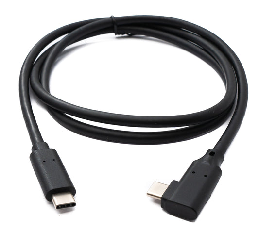 SYSTEM-S USB 3.2 Gen 1 Kabel 100 cm Typ C Stecker zu Stecker Winkel in Schwarz