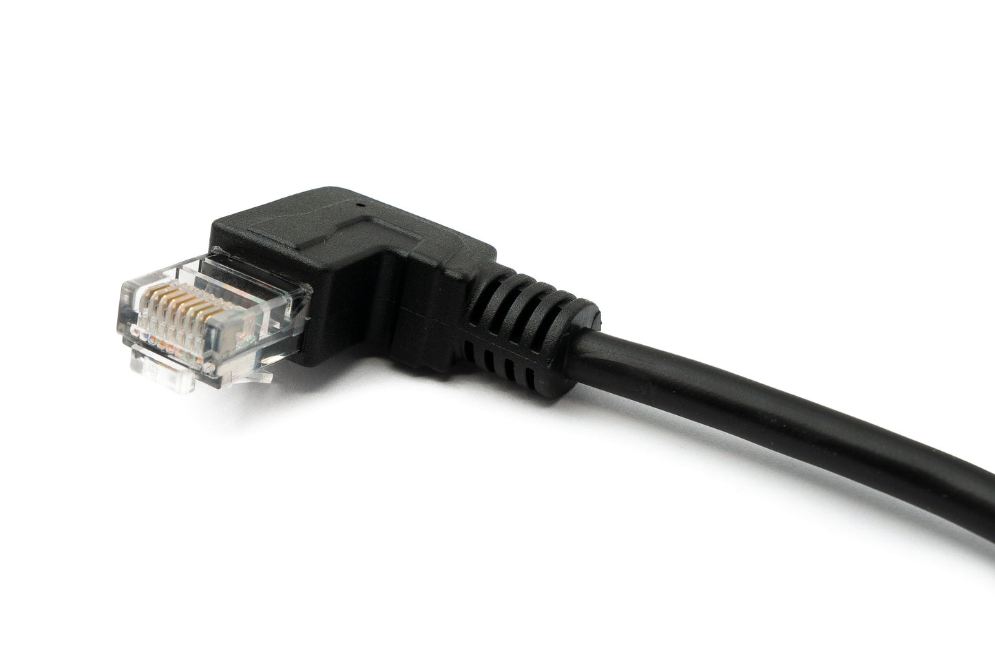 SYSTEM-S LAN Kabel 30 cm RJ45 Stecker zu 8 pin Terminalblock Winkel in Schwarz