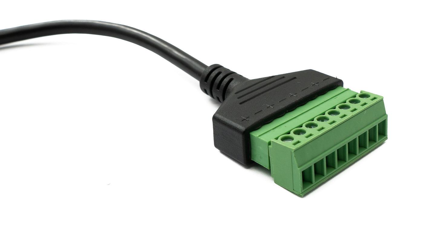 SYSTEM-S LAN Kabel 30 cm RJ45 Stecker zu 8 pin Terminalblock Winkel in Schwarz
