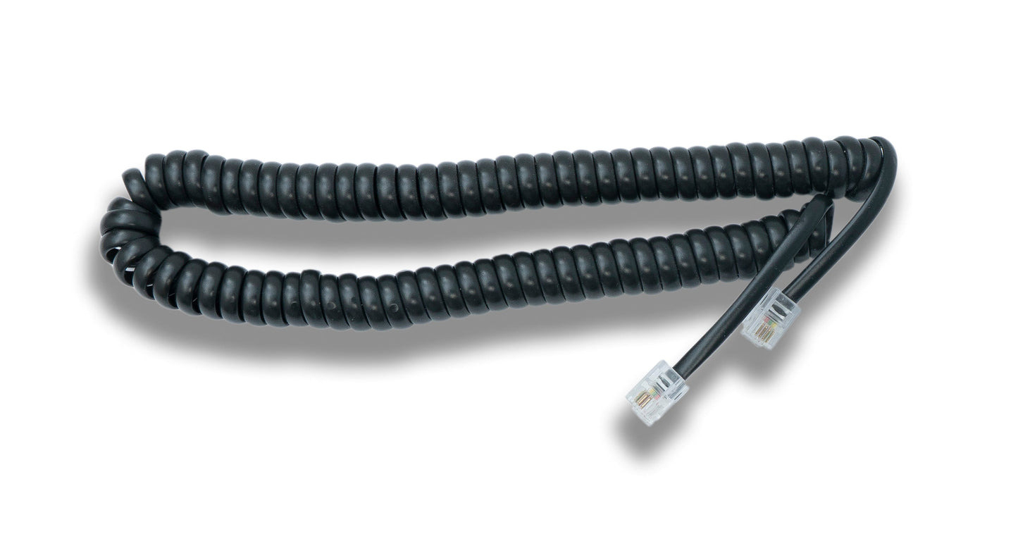 SYSTEM-S Festnetz Kabel 3 m 4P4C RJ9 Stecker zu Stecker Spirale in Schwarz