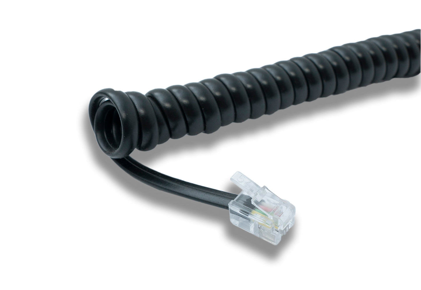 SYSTEM-S Festnetz Kabel 3 m 4P4C RJ9 Stecker zu Stecker Spirale in Schwarz