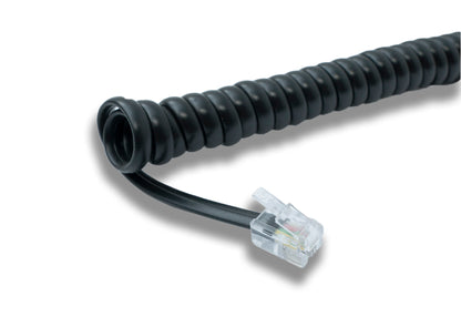 SYSTEM-S Festnetz Kabel 3 m 4P4C RJ9 Stecker zu Stecker Spirale in Schwarz