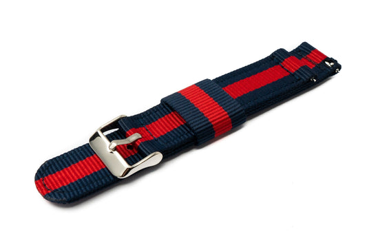 SYSTEM-S 20 mm nylon strap for Samsung Galaxy Watch 4 Smartwatch in Blue Red