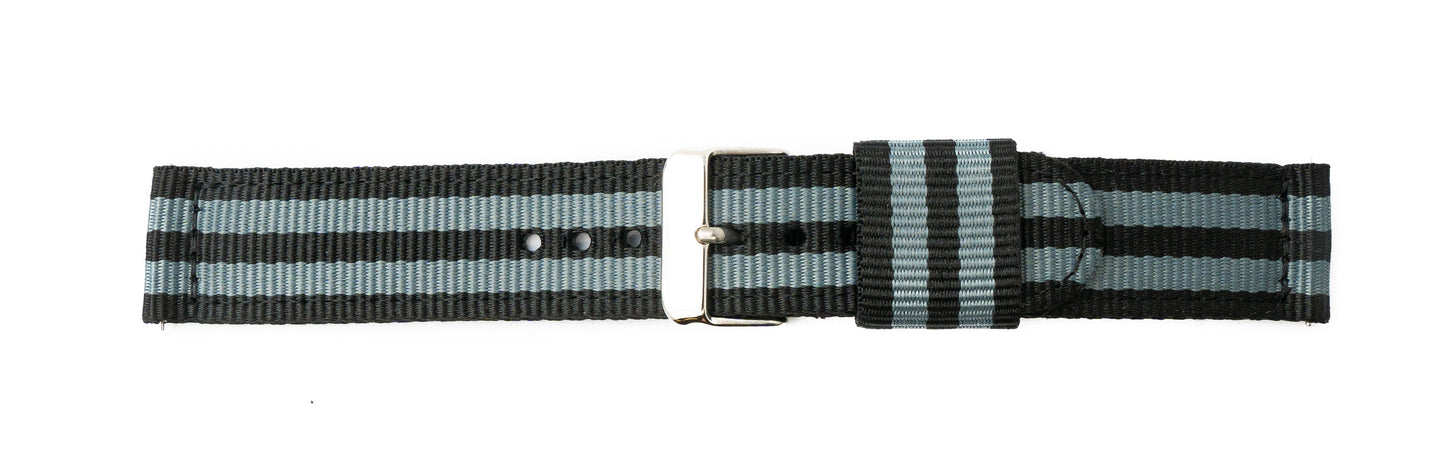 SYSTEM-S Armband 20 mm aus Nylon für Samsung Galaxy Watch 4 Smartwatch in Blau Grau