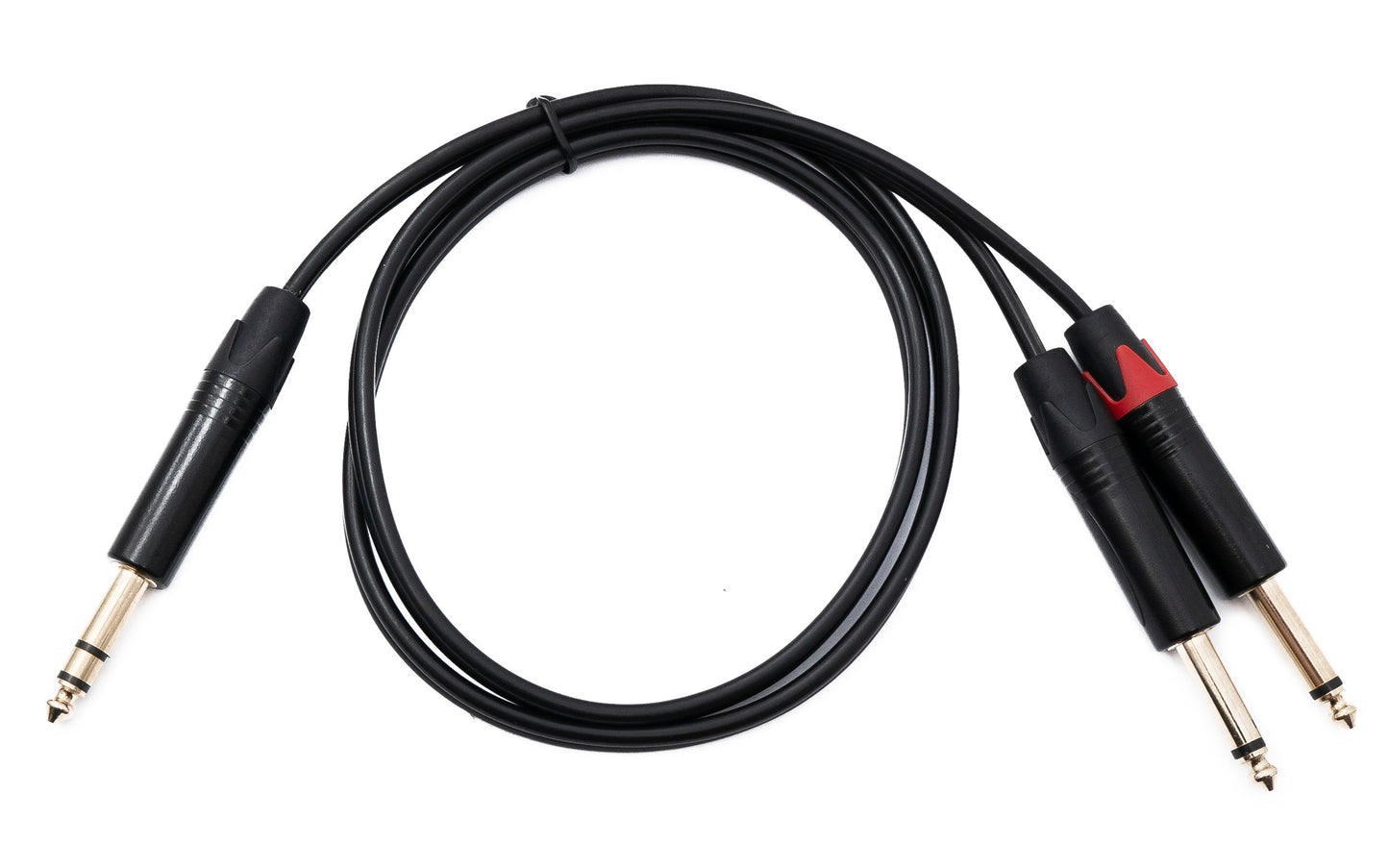 SYSTEM-S Audio Y Klinke Kabel 100 cm 2x 6,35 mm 2 polig Stecker zu 1x Stecker AUX