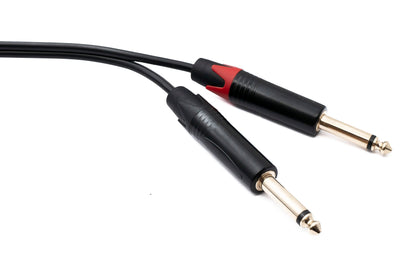 SYSTEM-S Audio Y Klinke Kabel 100 cm 2x 6,35 mm 2 polig Stecker zu 1x Stecker AUX