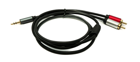 SYSTEM-S Audio Cinch 2 RCA Kabel 100 cm Stecker zu AUX Klinke 3,5 mm 3 polig Stecker