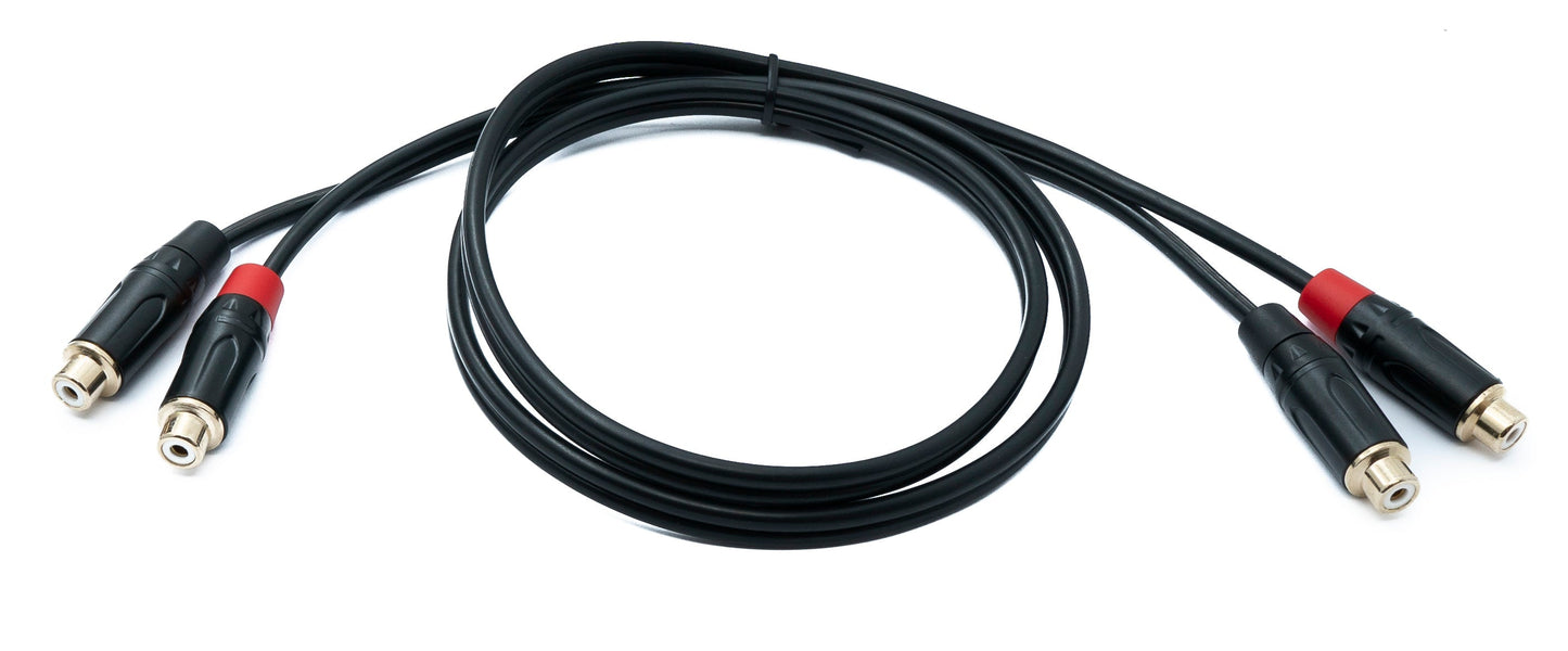 SYSTEM-S Audio Cinch 2 RCA Kabel 100 cm 2 polig Buchse zu Buchse in Schwarz