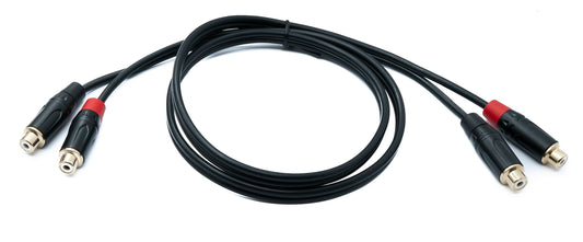SYSTEM-S Audio Cinch 2 RCA Kabel 100 cm 2 polig Buchse zu Buchse in Schwarz