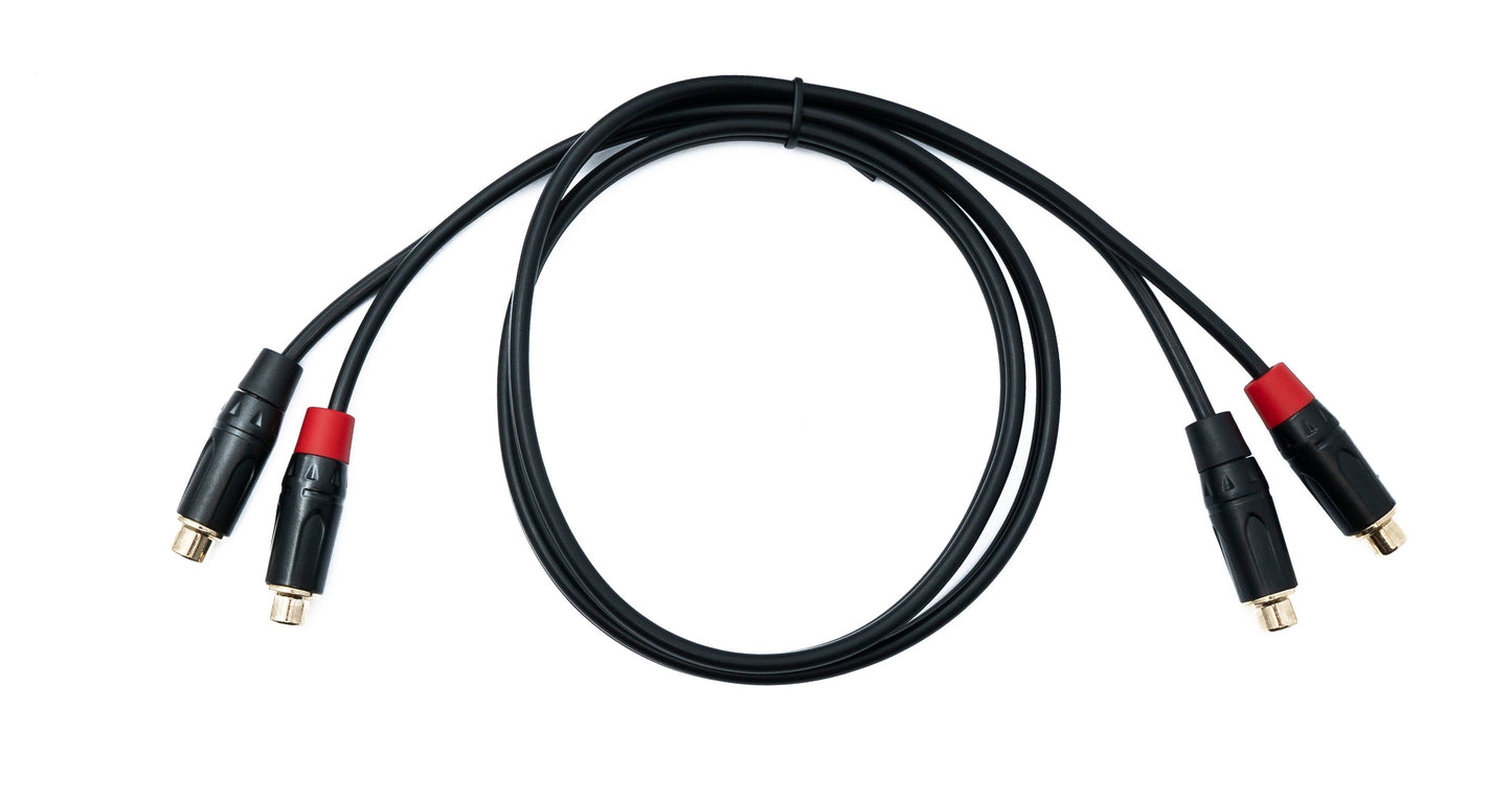 SYSTEM-S Audio Cinch 2 RCA Kabel 100 cm 2 polig Buchse zu Buchse in Schwarz