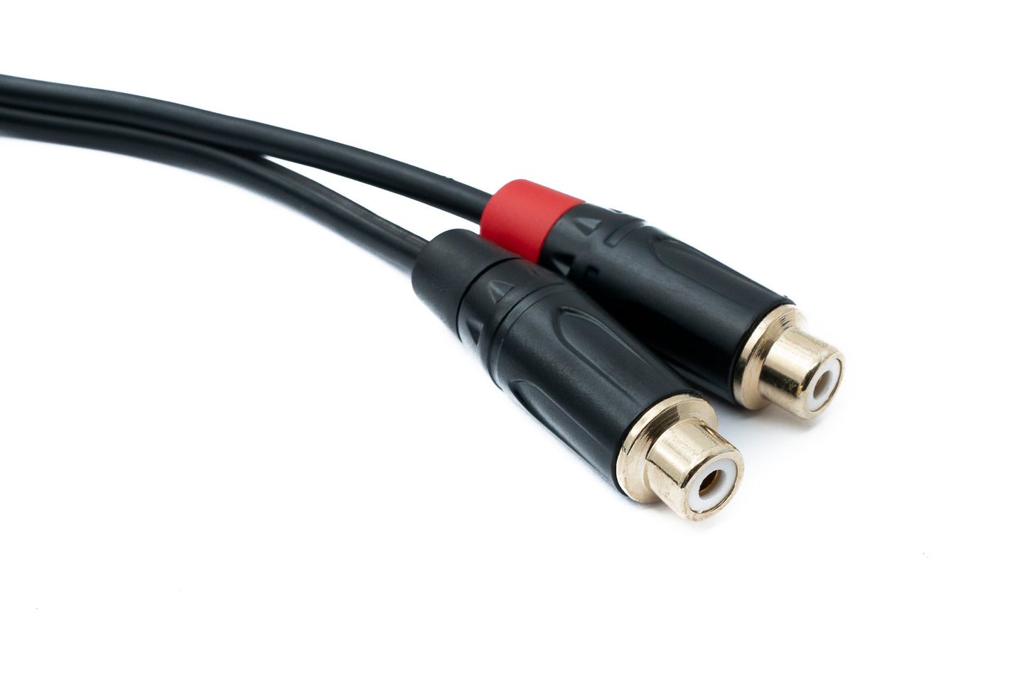 SYSTEM-S Audio Cinch 2 RCA Kabel 100 cm 2 polig Buchse zu Buchse in Schwarz