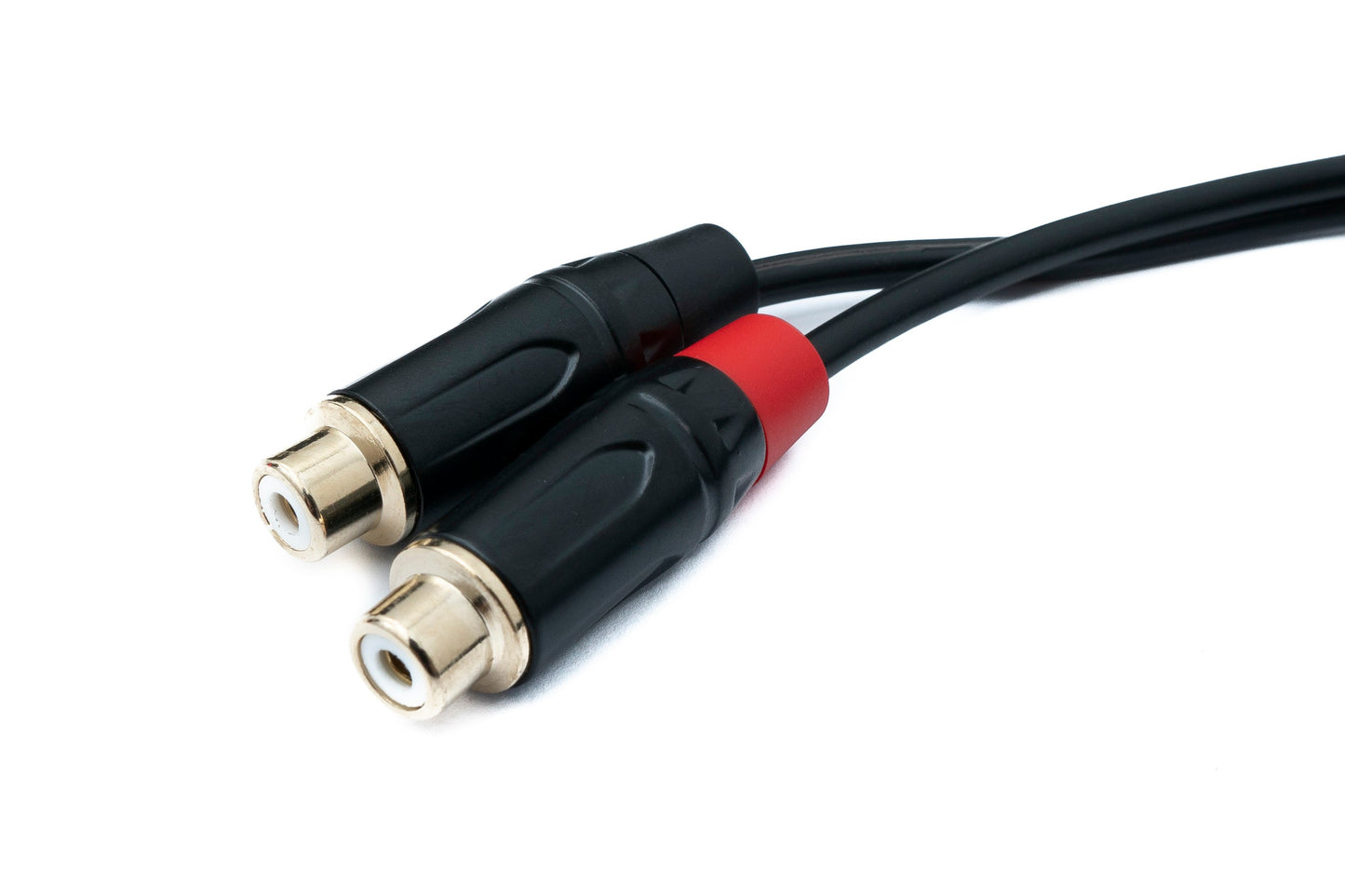 SYSTEM-S Audio Cinch 2 RCA Kabel 100 cm 2 polig Buchse zu Buchse in Schwarz
