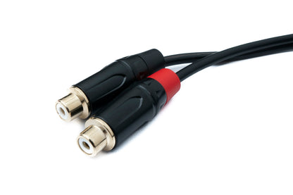SYSTEM-S Audio Cinch 2 RCA Kabel 100 cm 2 polig Buchse zu Buchse in Schwarz