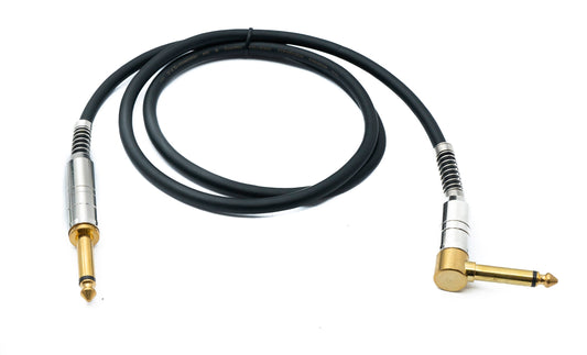 SYSTEM-S Audio Klinke Kabel 100 cm 6,35 mm 2 polig Stecker zu Stecker Knickschutz Winkel AUX