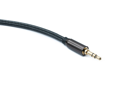 SYSTEM-S Audio Y Klinke Kabel 100 cm 2x 6,35 mm 2 polig Stecker zu 3,5 mm 3 polig Stecker geflochten AUX