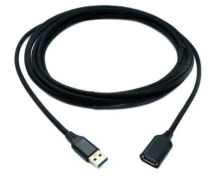 SYSTEM-S USB 3.0 Kabel 5 m Typ A Stecker zu Buchse geflochten 5 Gbit/s in Schwarz