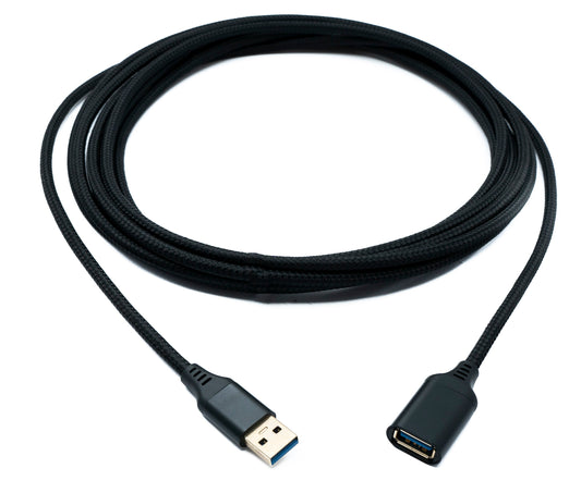 SYSTEM-S USB 3.0 Kabel 5 m Typ A Stecker zu Buchse geflochten 5 Gbit/s in Schwarz