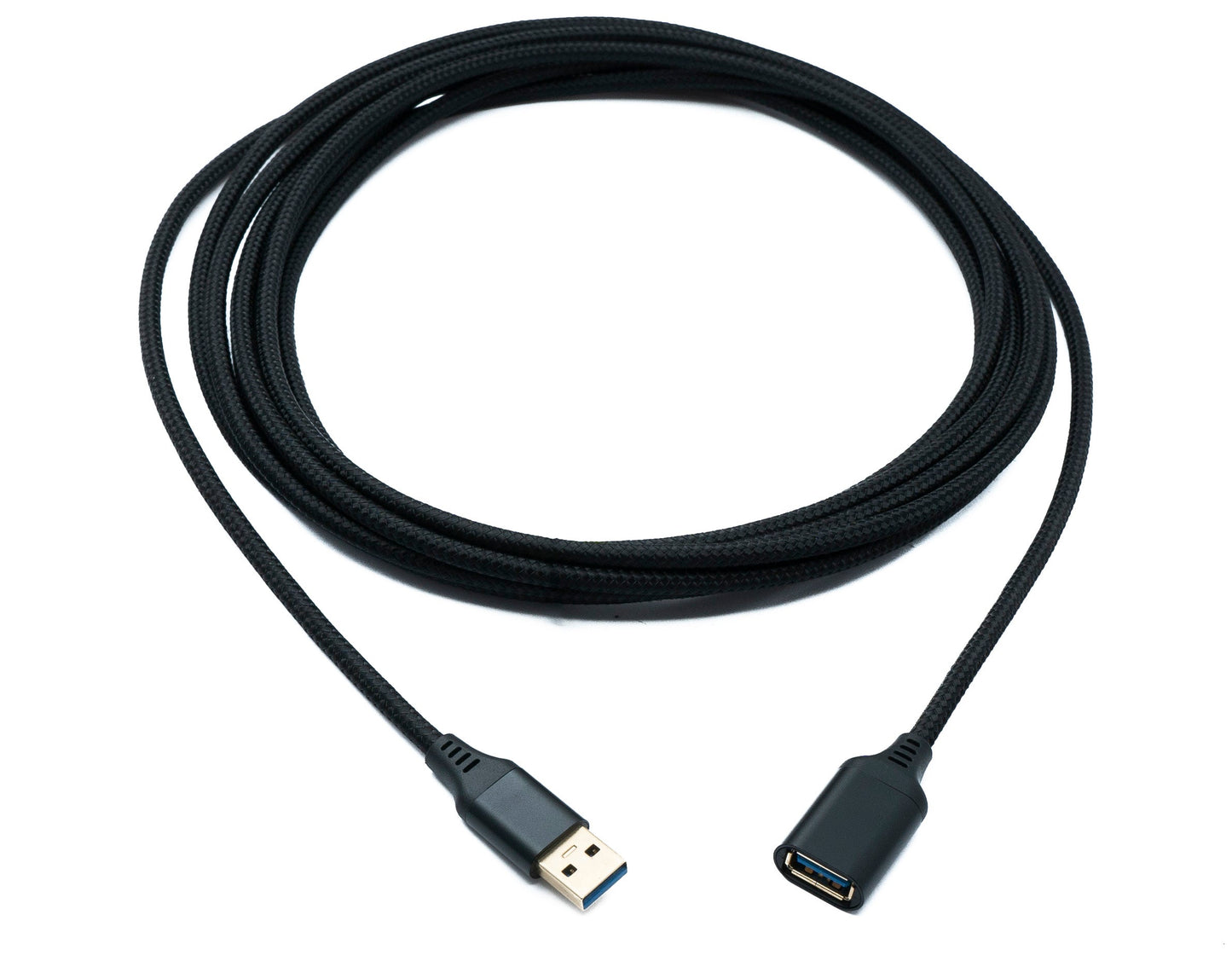 SYSTEM-S USB 3.0 Kabel 5 m Typ A Stecker zu Buchse geflochten 5 Gbit/s in Schwarz