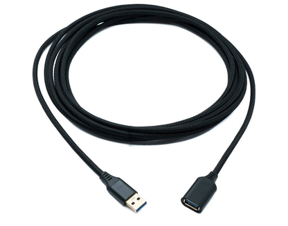 SYSTEM-S USB 3.0 Kabel 5 m Typ A Stecker zu Buchse geflochten 5 Gbit/s in Schwarz