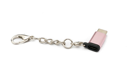 SYSTEM-S USB 3.1 Adapter Type C Male to 2.0 Micro B Female Chain in Pink