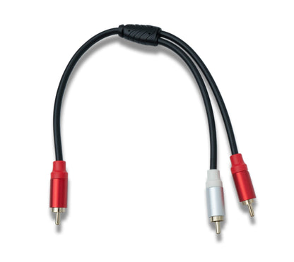 SYSTEM-S Y Cinch RCA Kabel 25 cm 1 polig Stecker zu 2x Stecker Audio in Schwarz