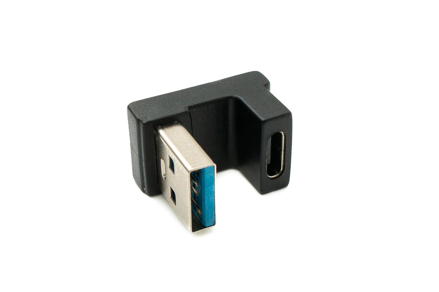 SYSTEM-S USB 3.1 Gen 2 U Turn 180° Adapter Typ C Buchse zu 3.0 Typ A Stecker in Schwarz