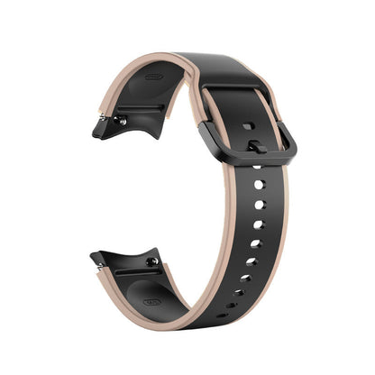 SYSTEM-S Armband 20 mm aus Silikon für Samsung Galaxy Watch 5 4 Smartwatch Beige Schwarz