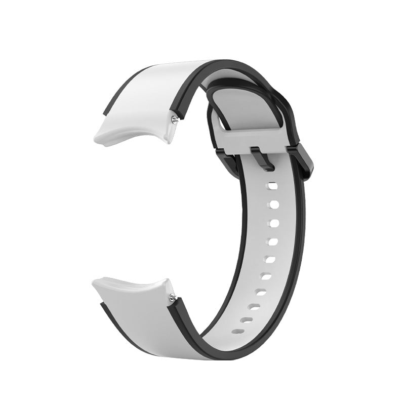SYSTEM-S Armband 20 mm aus Silikon für Samsung Galaxy Watch 5 4 Smartwatch Schwarz Weiß